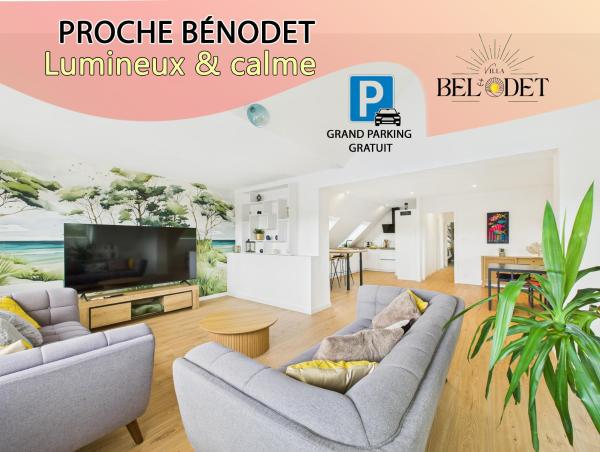 Villa BelOdet, appartements modernes au calme, terrasses pour les T2, grand jardin et parking gratuit, à 5 min des plages de Bénodet, Rezervovat   